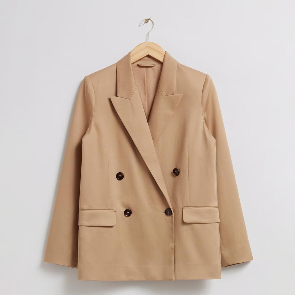 Tan Linen Blend Relaxed Blazer main product photo