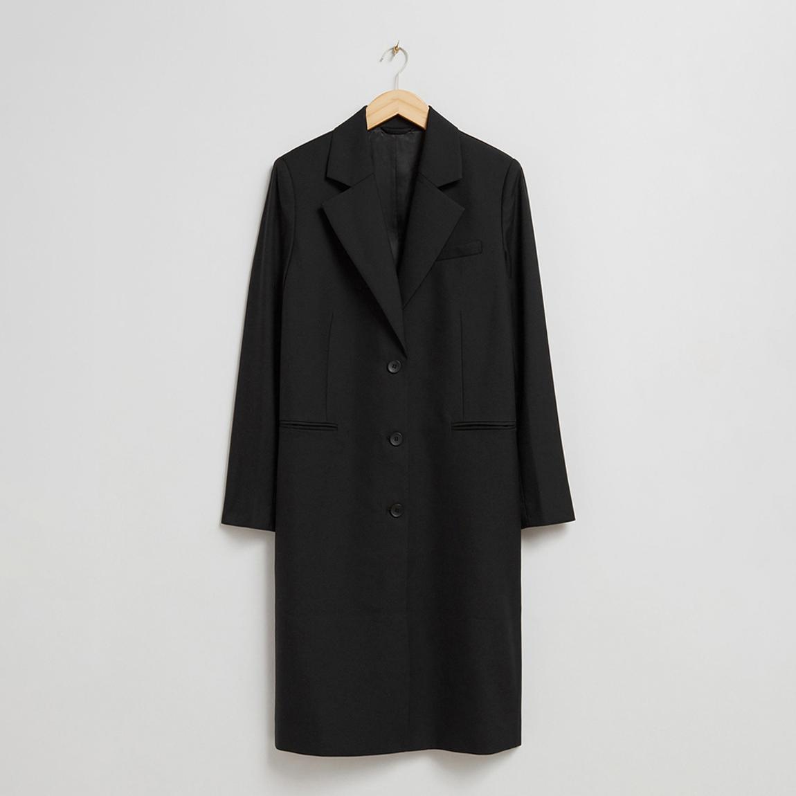 Black Wool Blend Longline Coat main product photo