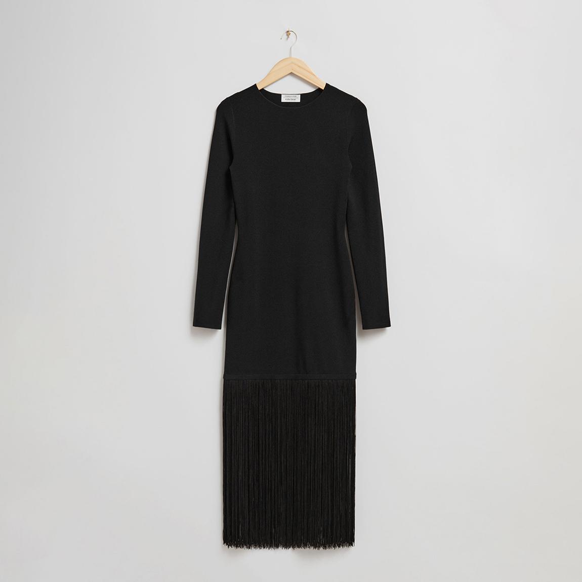 Black Tassel Hem Midi Dress main product photo