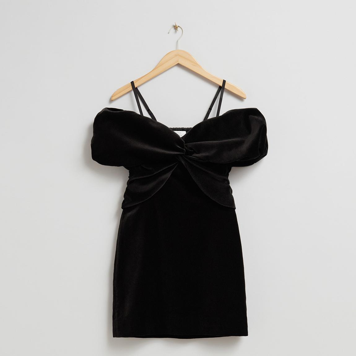 Black Velvet Twist Front Mini Dress main product photo