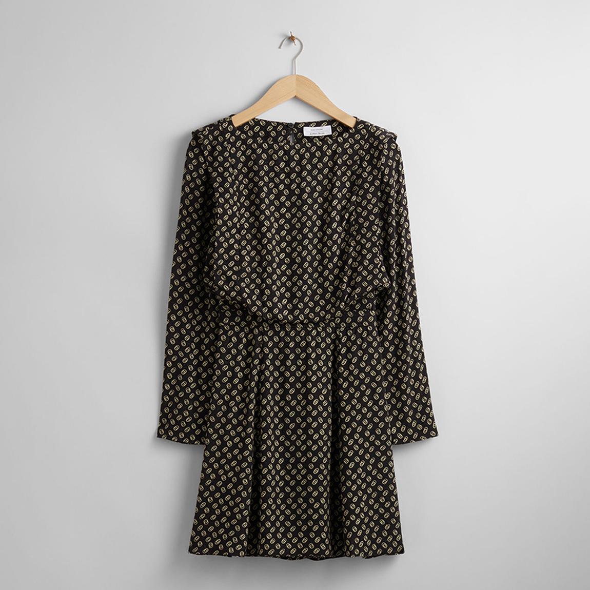 Black Printed Pleated Mini Dress main product photo
