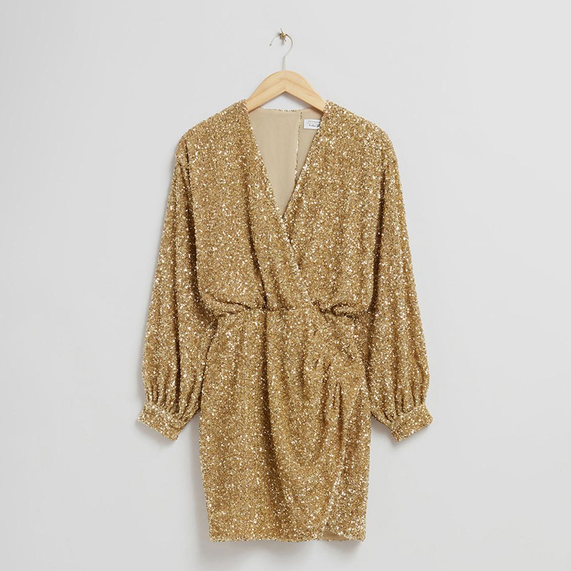 Gold Sequin V-Neck Mini Dress main product photo