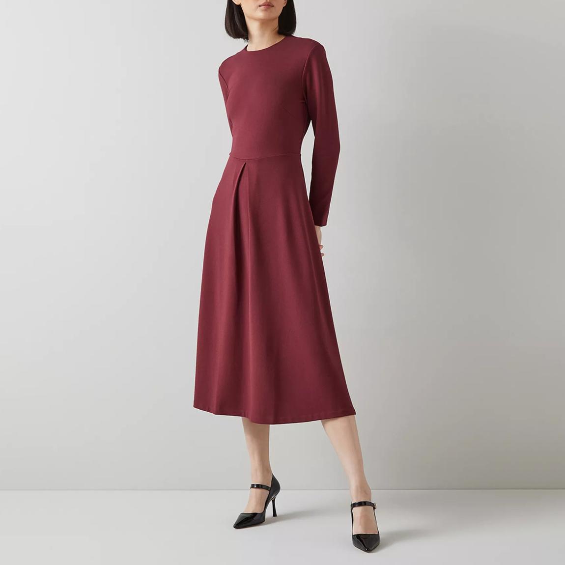 Burgundy Maria Pleated Dress main product photo