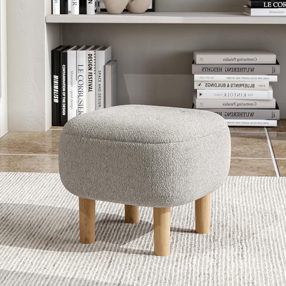 Padded Fabric Footrest Stool Square Wooden Footstool main product photo