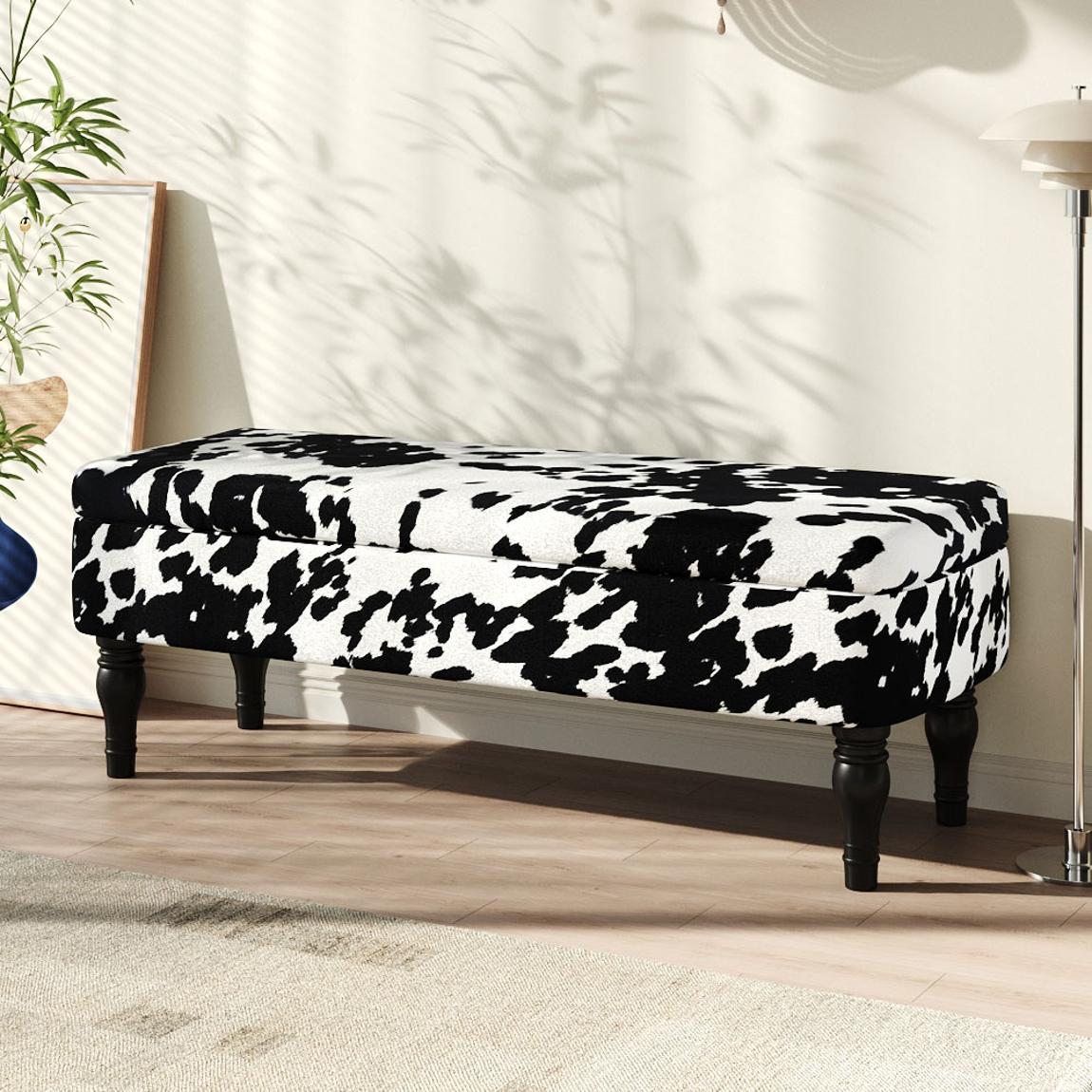 Cow Print Storage Bench main product photo