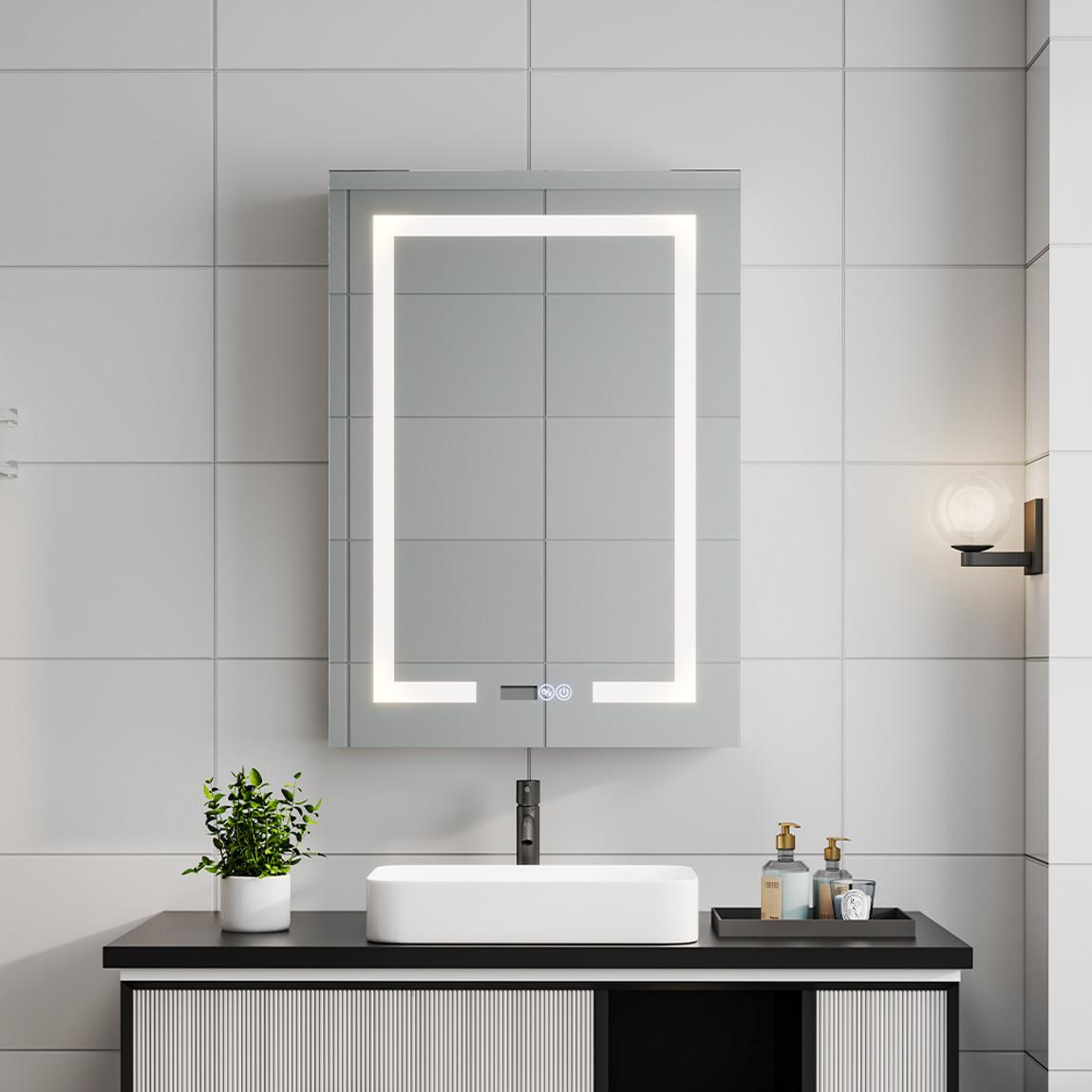 Large White LED Dimmable Mirror Cabinet main product photo