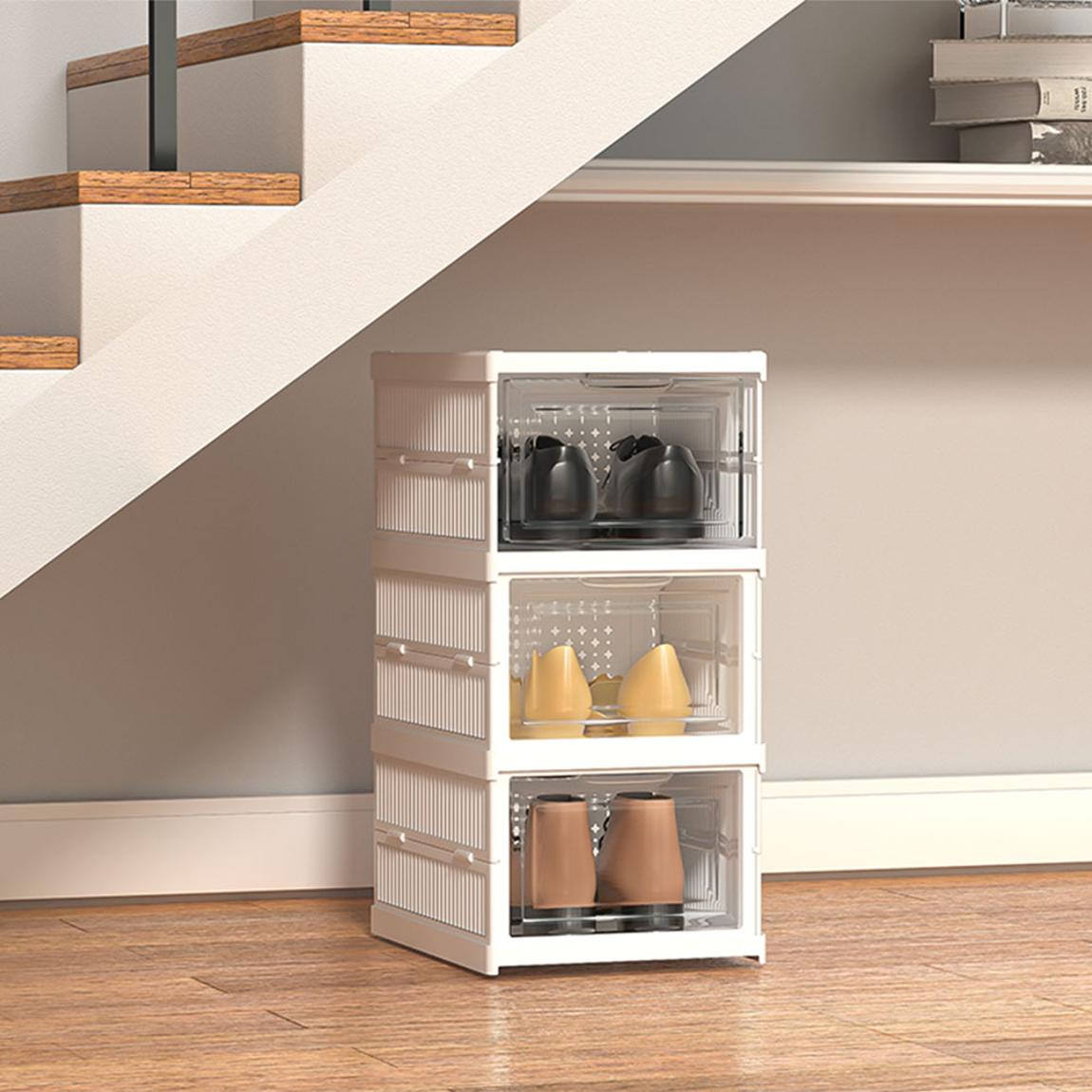 White 3-Tier Foldable Shoe Storage main product photo