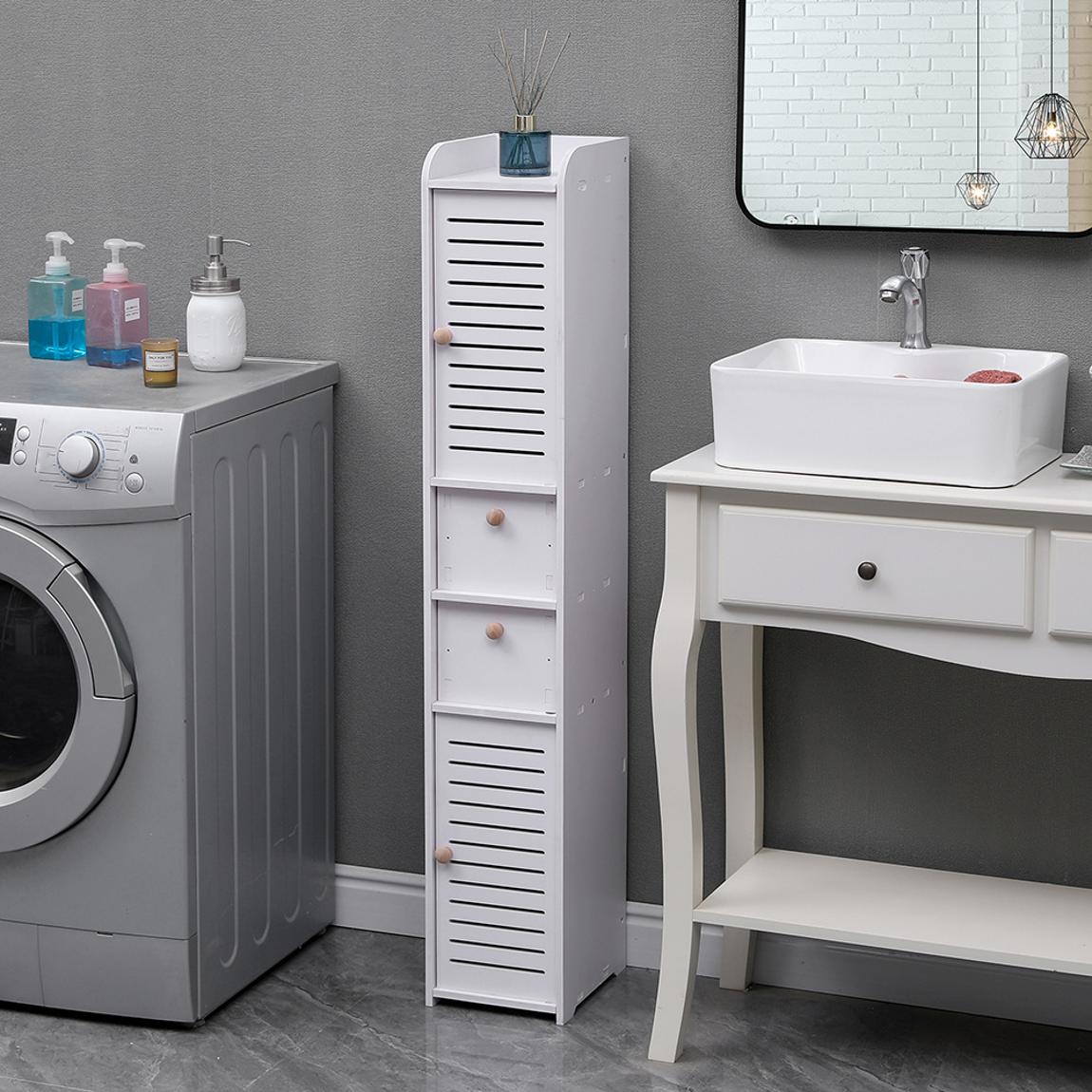 Large White Freestanding Wooden Cabinet main product photo