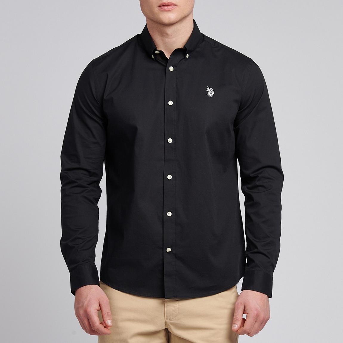 Black Cotton Poplin Long Sleeve Shirt main product photo