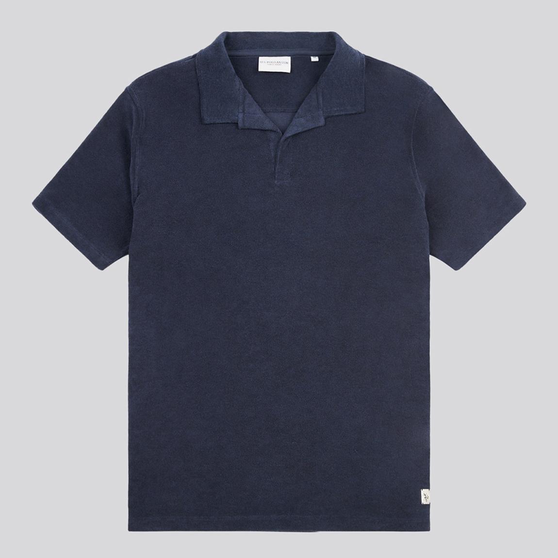 Navy Sunfaded Terry Cloth Polo Shirt main product photo