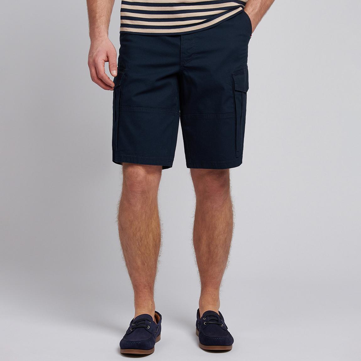 Navy Relaxed Cotton Blend Cargo Shorts main product photo
