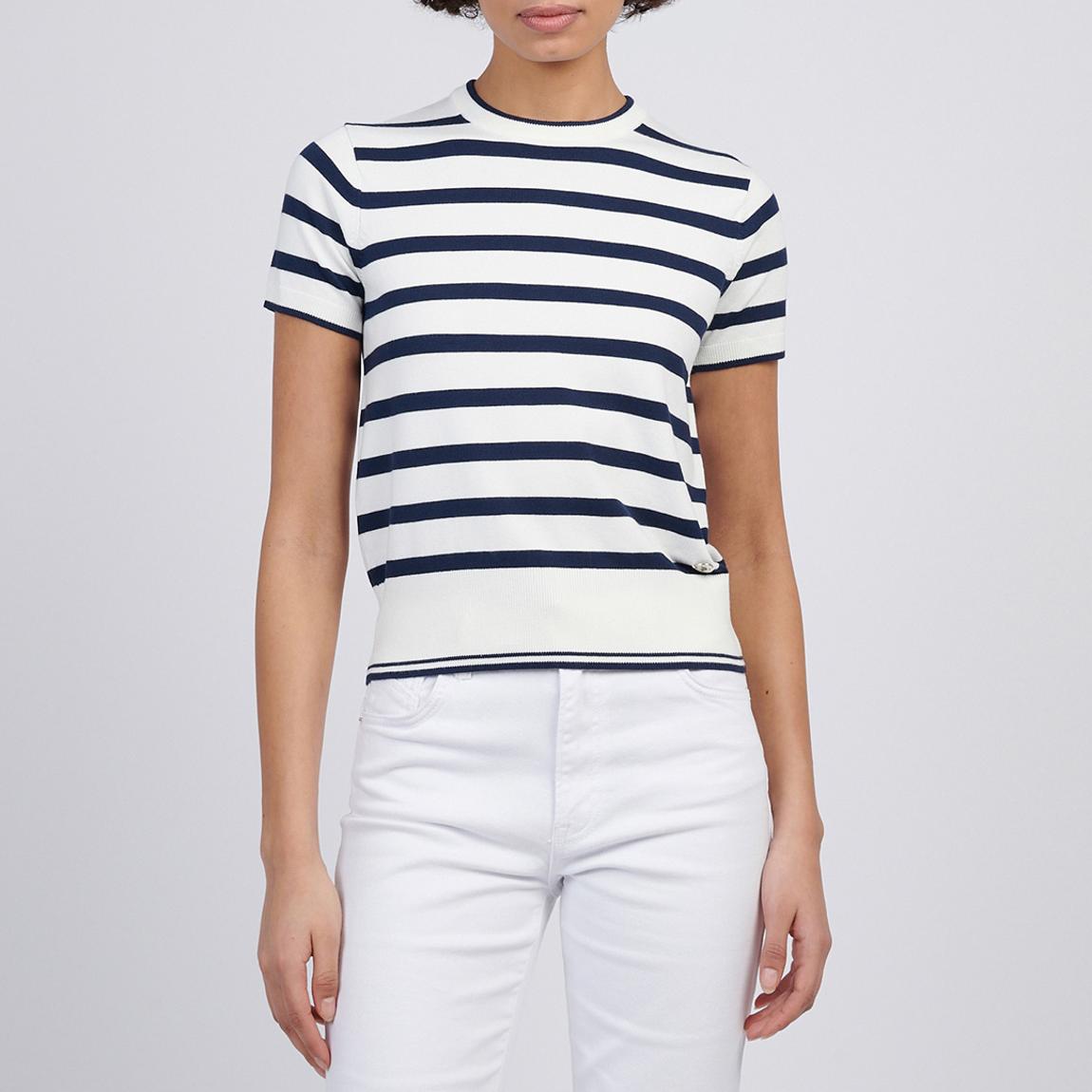 White and Navy Striped Cardigan main product photo