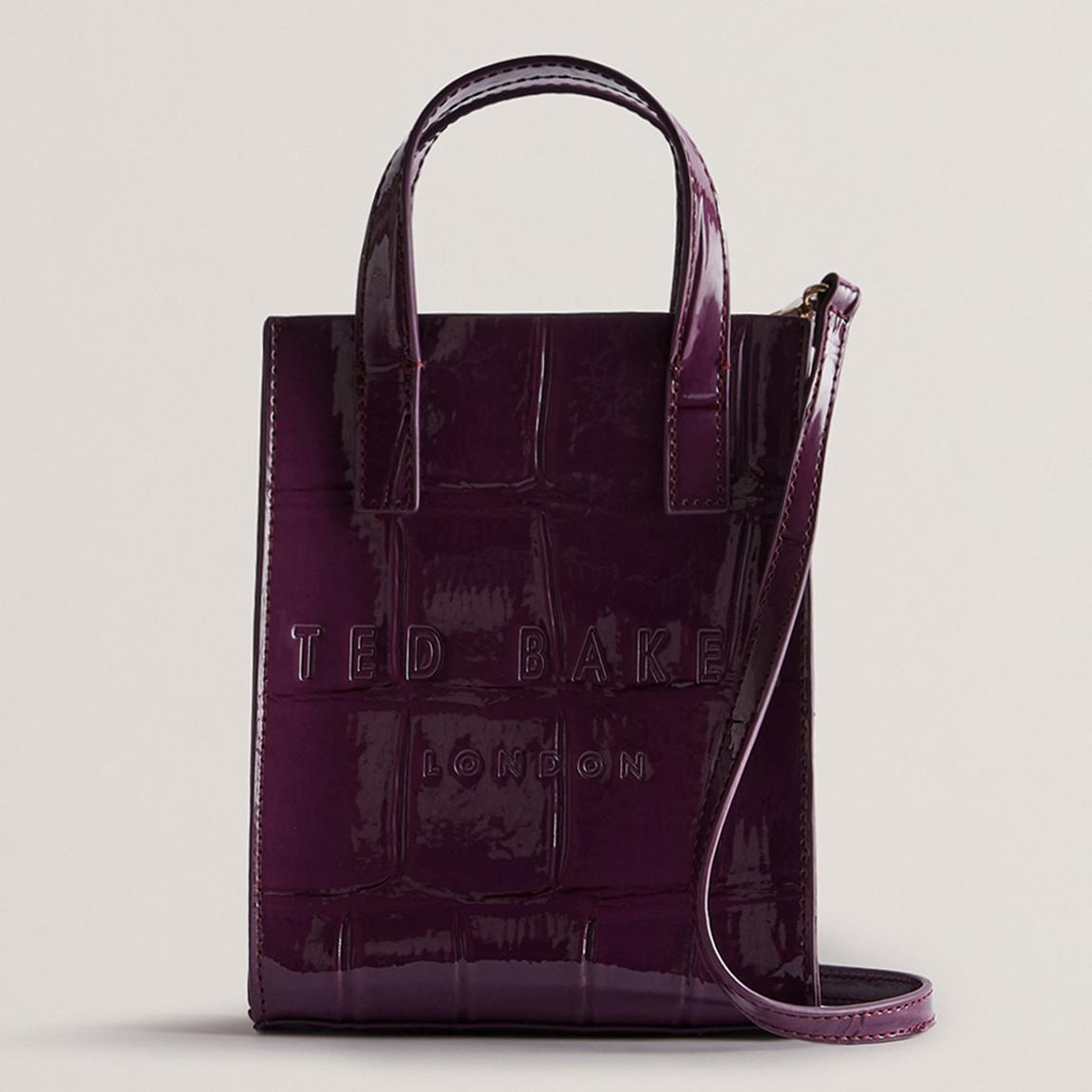 Maroon Croc Effect Mini Icon Bag main product photo