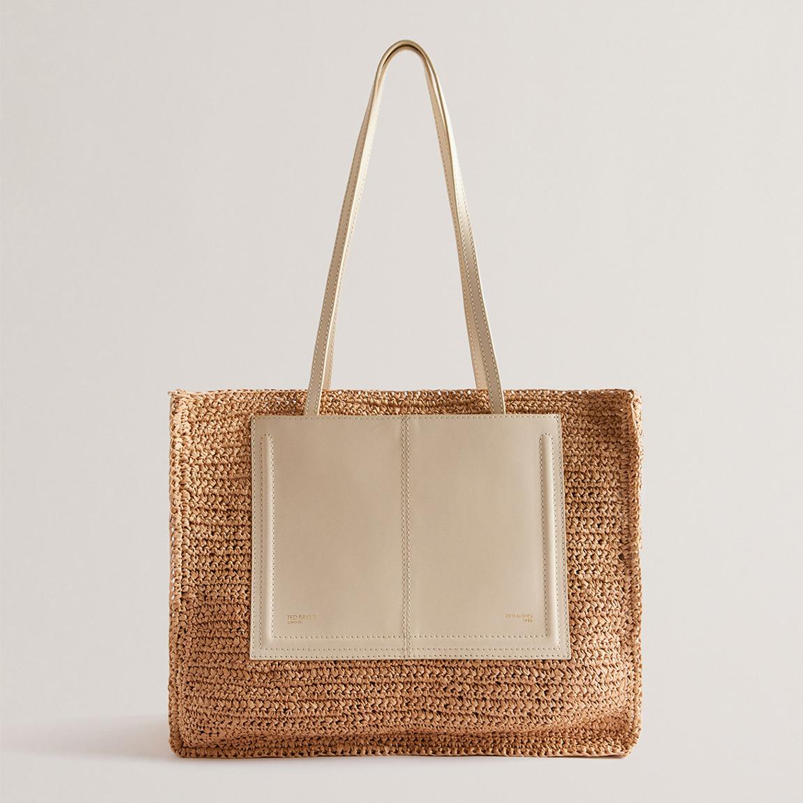 Ivory Straw Effect Large Tote Bag main product photo