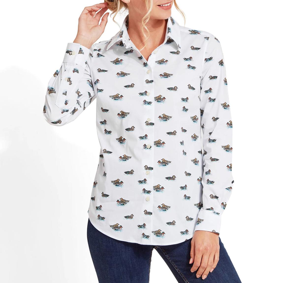 White/Teal Printed Norfolk Shirt main product photo