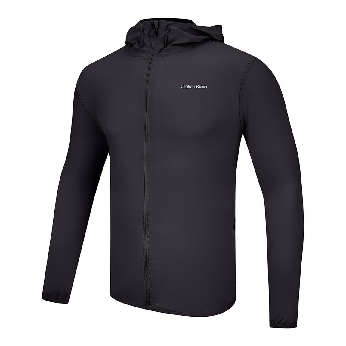 Black Hooded Full Zip Windbreaker Jacket main product photo