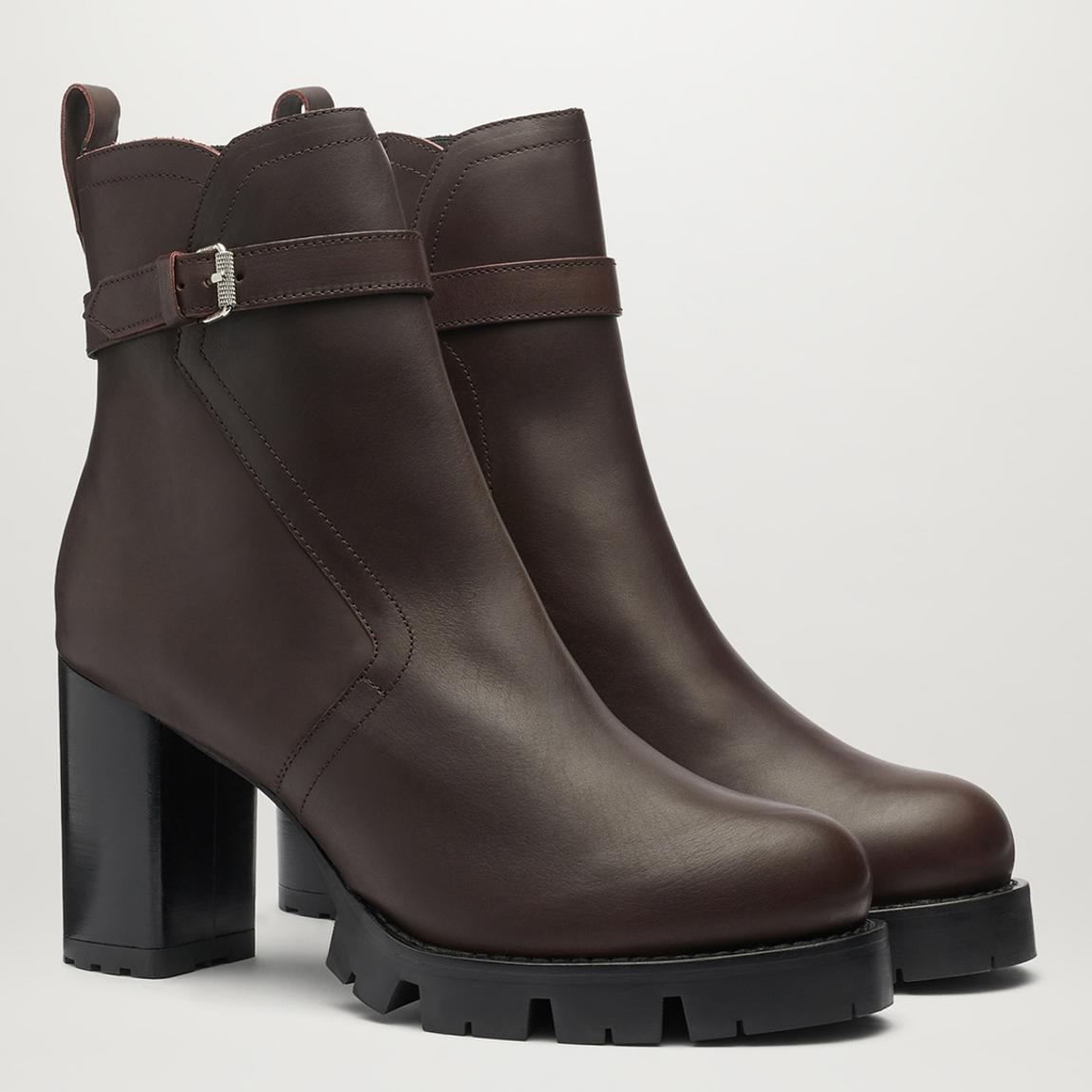 Brown Rebel Heeled Leather Boots main product photo