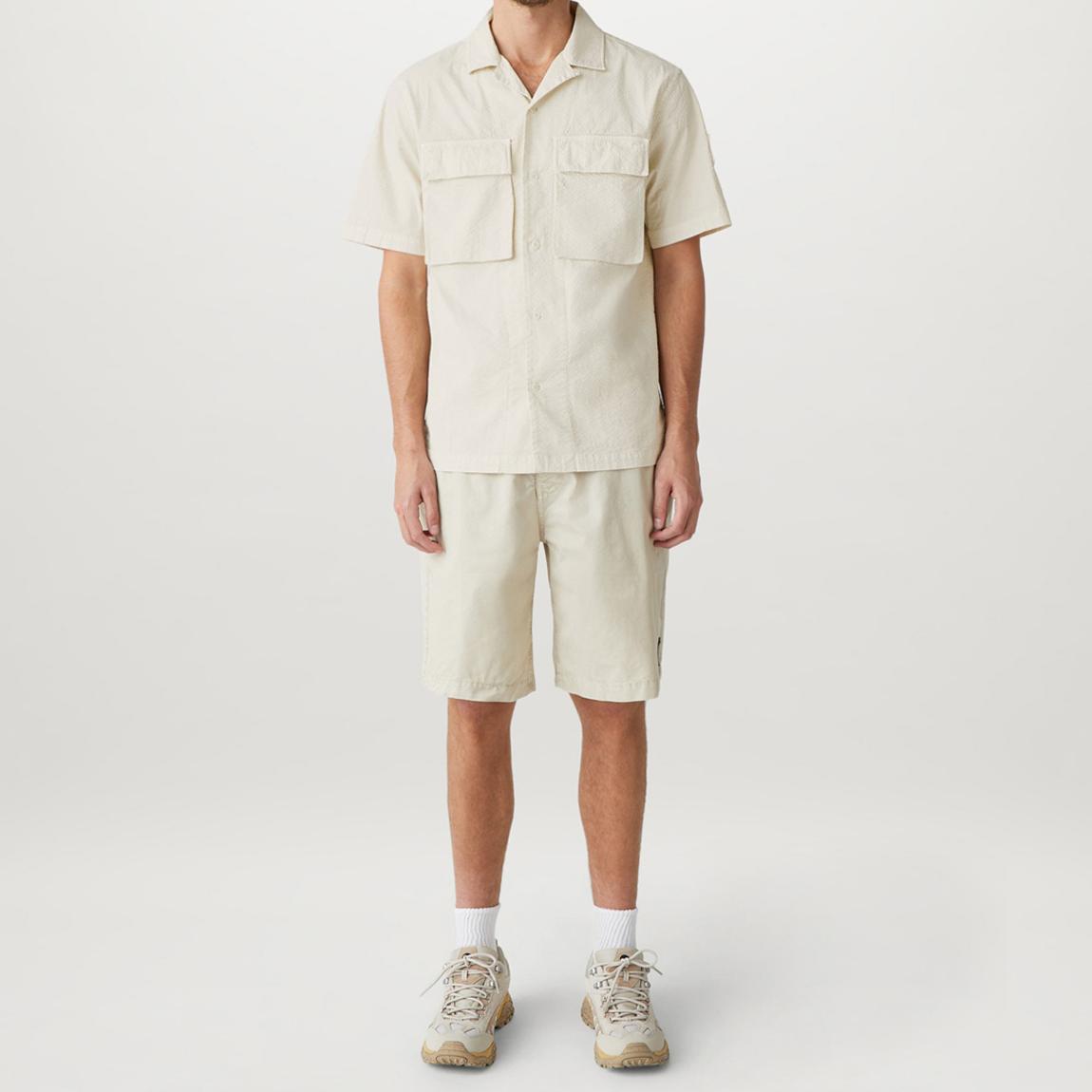 White Mineral Caster Short Sleeve Cotton Shirt main product photo