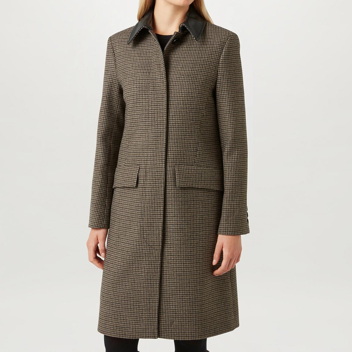 Brown Stannic Houndstooth Wool Blend Coat main product photo