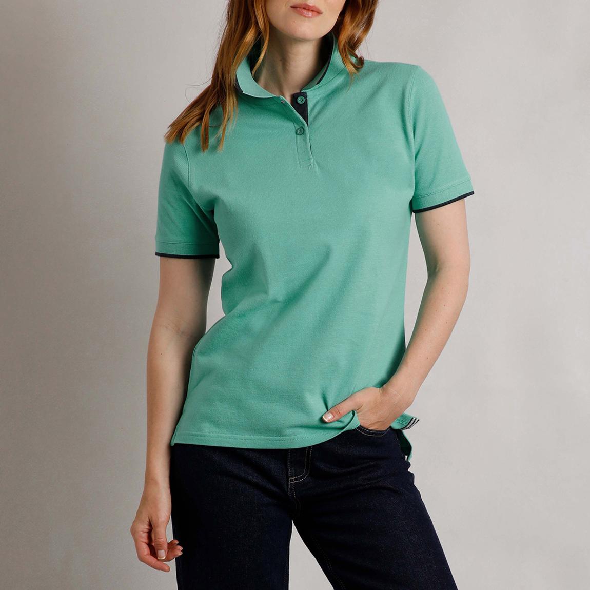 Turquoise Pammie Organic Pique Polo Shirt main product photo