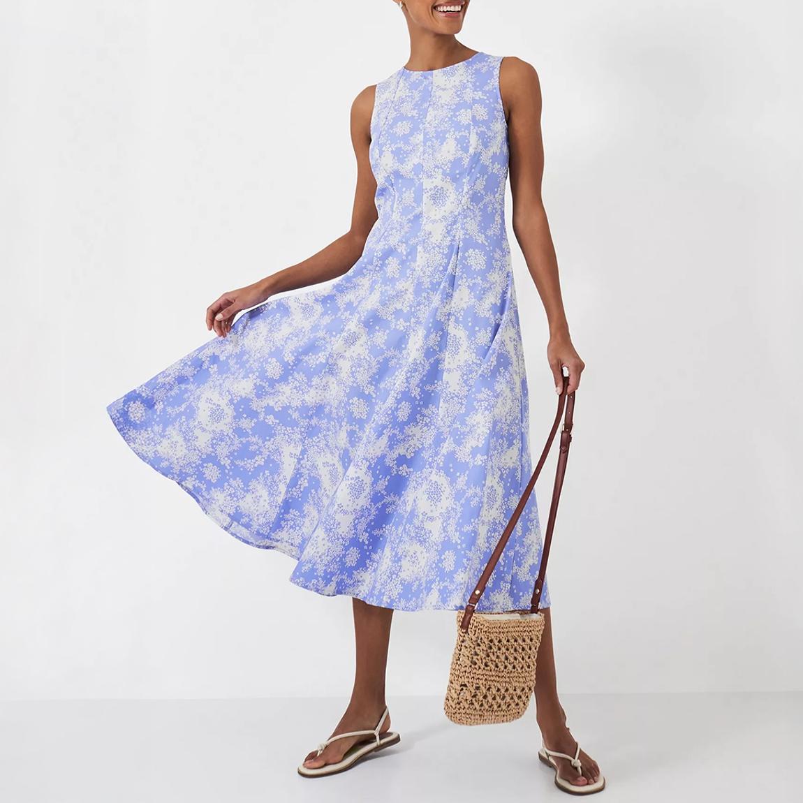 Pale Blue Printed Fit & Flare Midi Dress main product photo