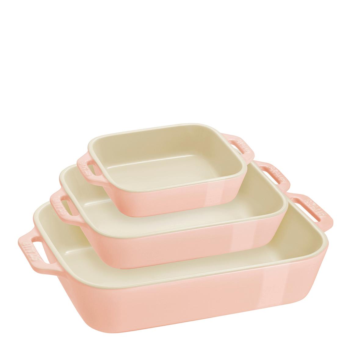 Set of 3 Light Pink Ceramic Oven Dishes main product photo