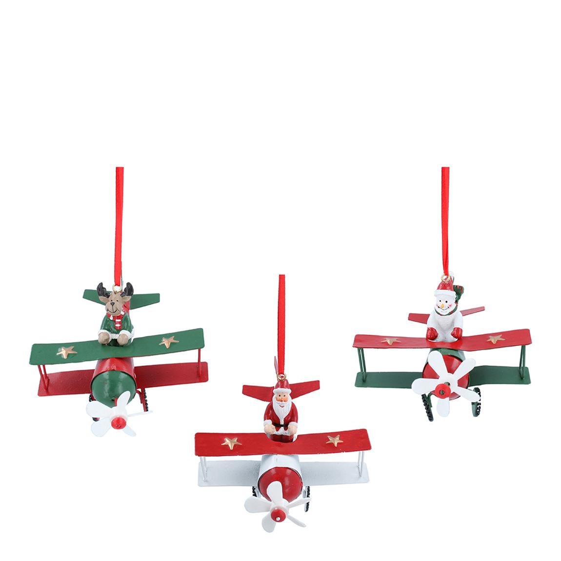Set of 3 Metal Aeroplane Decorations main product photo