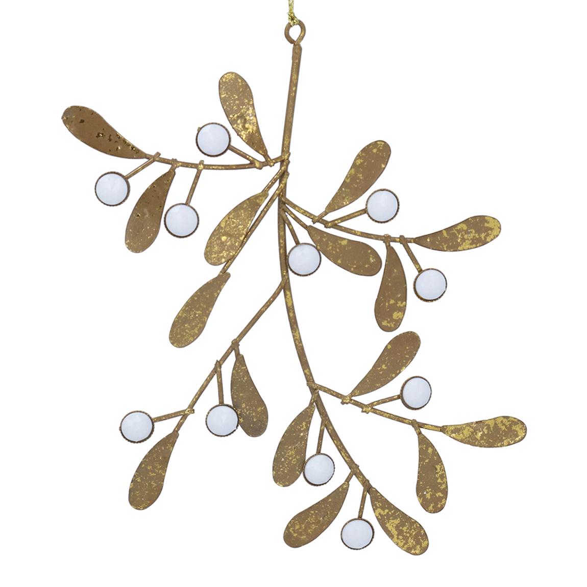 Set of 2 Gold Metal Mistletoe Decorations main product photo