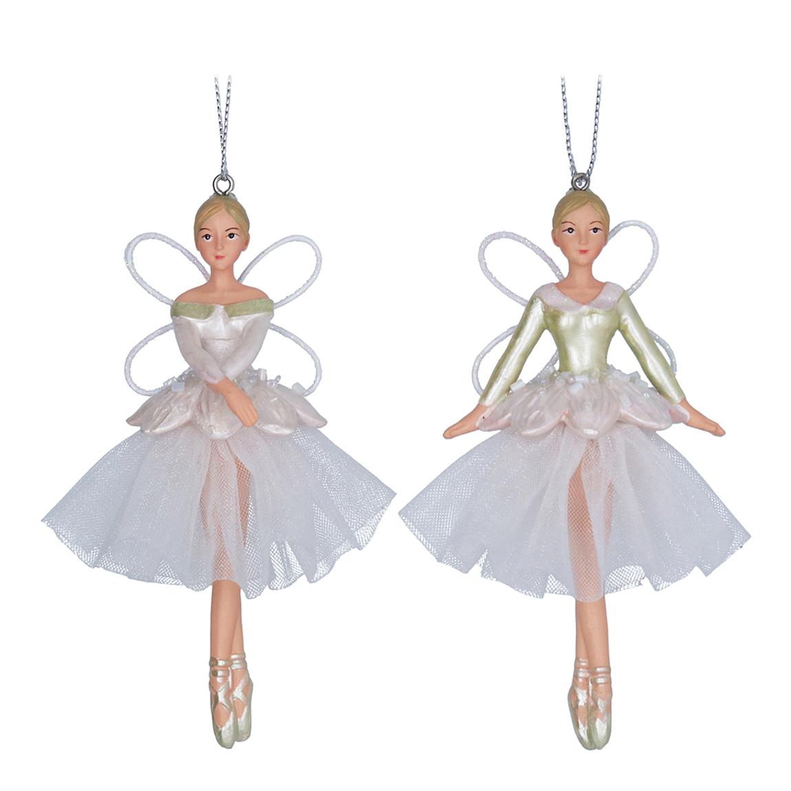 Set of 2 White/Green Fairy Decorations main product photo