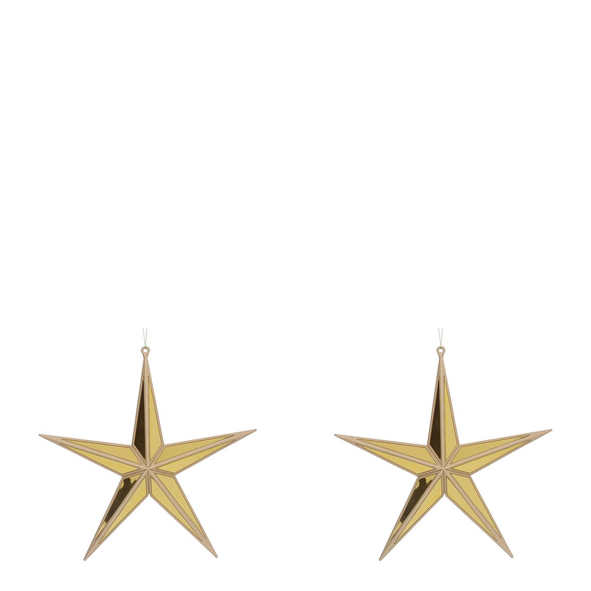 Set of 2 Gold/Mirror 5-point Star Decorations main product photo