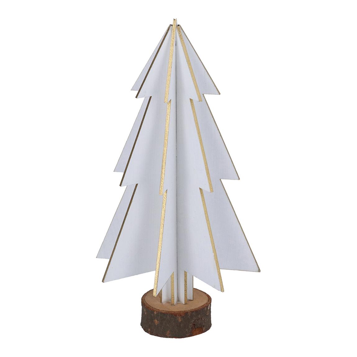 Set of 2 White Wood Tree Ornaments main product photo