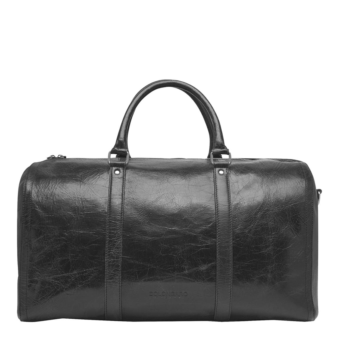 Black Textured Leather Weekender Bag main product photo
