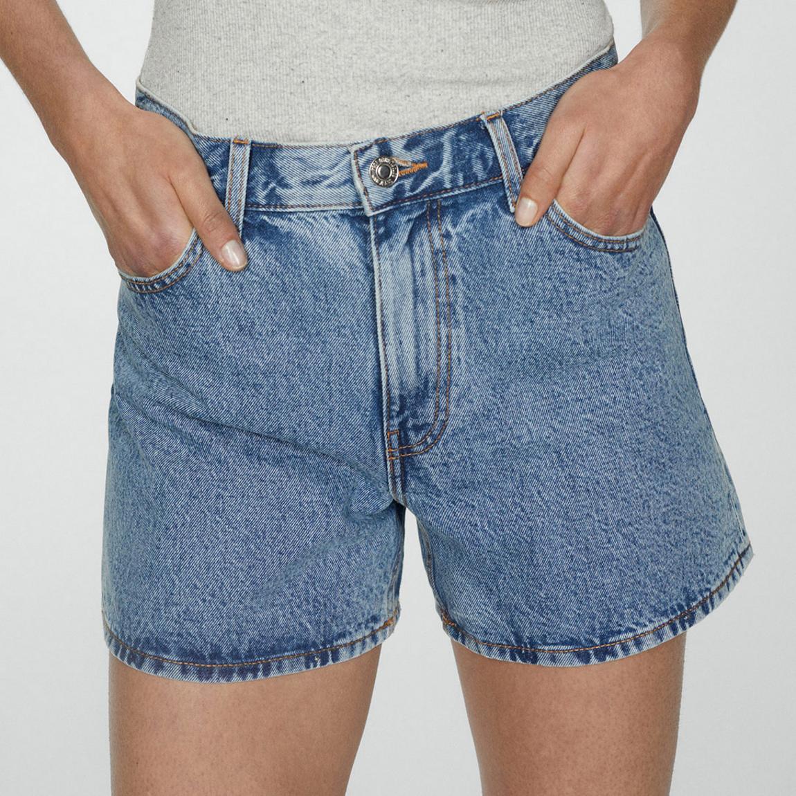 Medium Blue High-Rise Denim Shorts main product photo