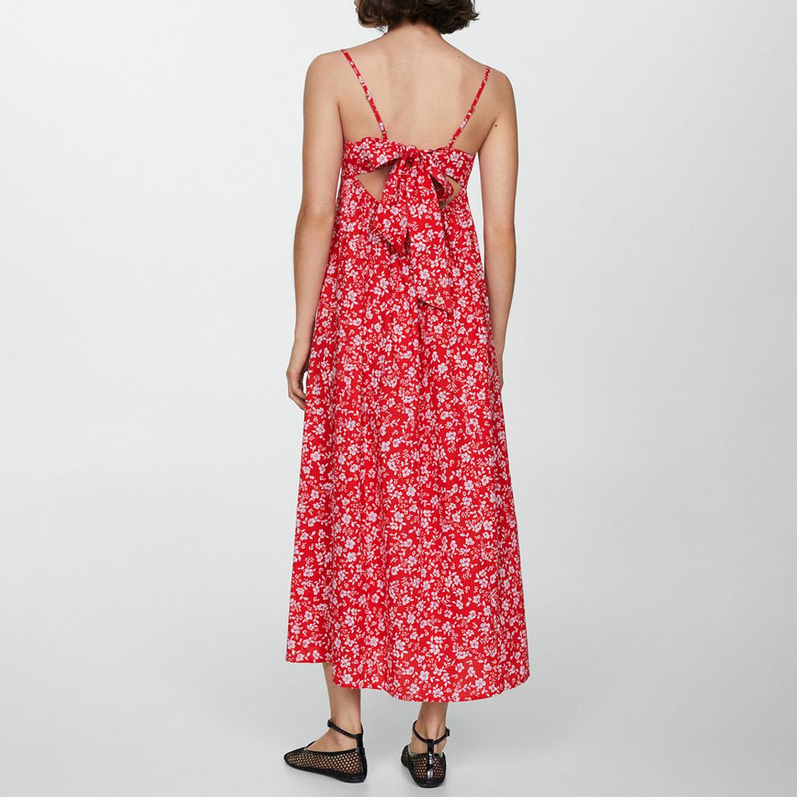 mango red floral dress Printed midi-dress