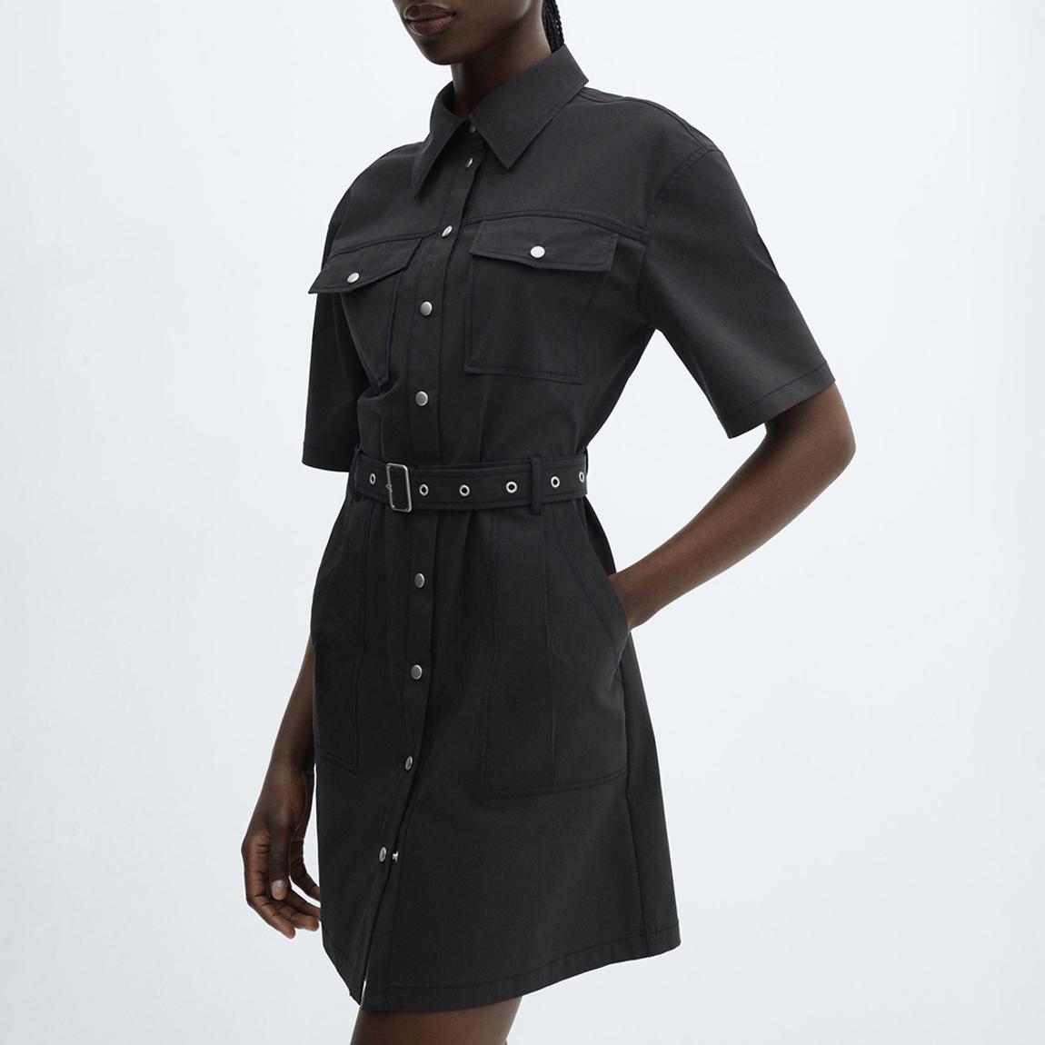 Black Belt Shirt Dress main product photo