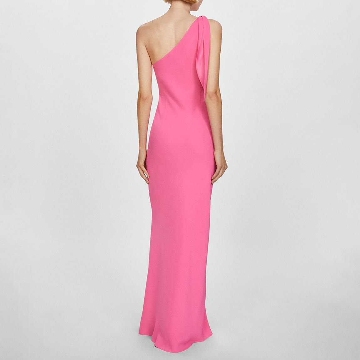 Mango Pink Asymmetric Bow Dress - BrandAlley