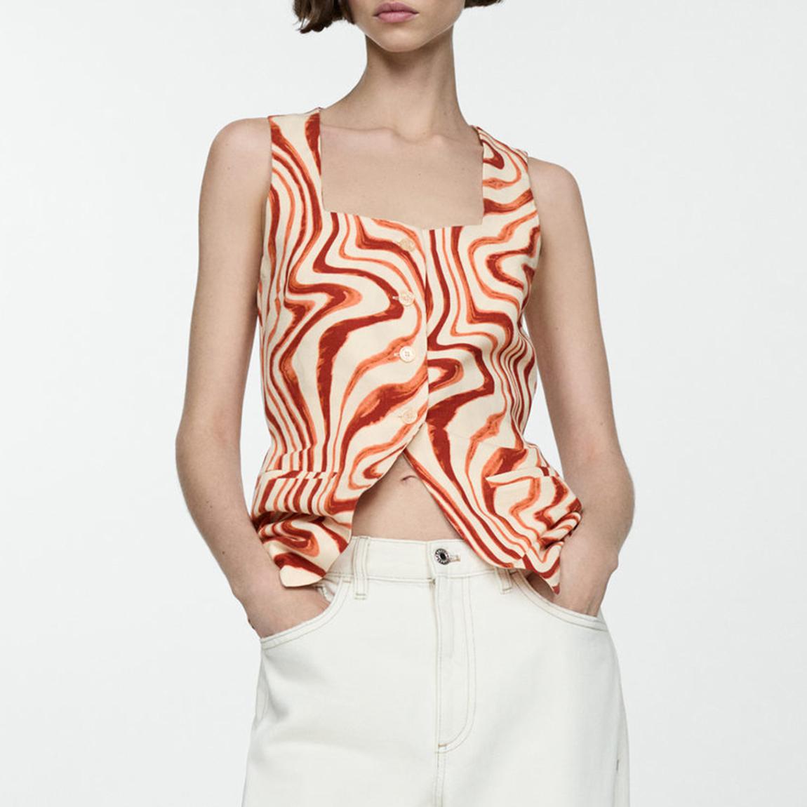 Ecru Bow Print Top main product photo
