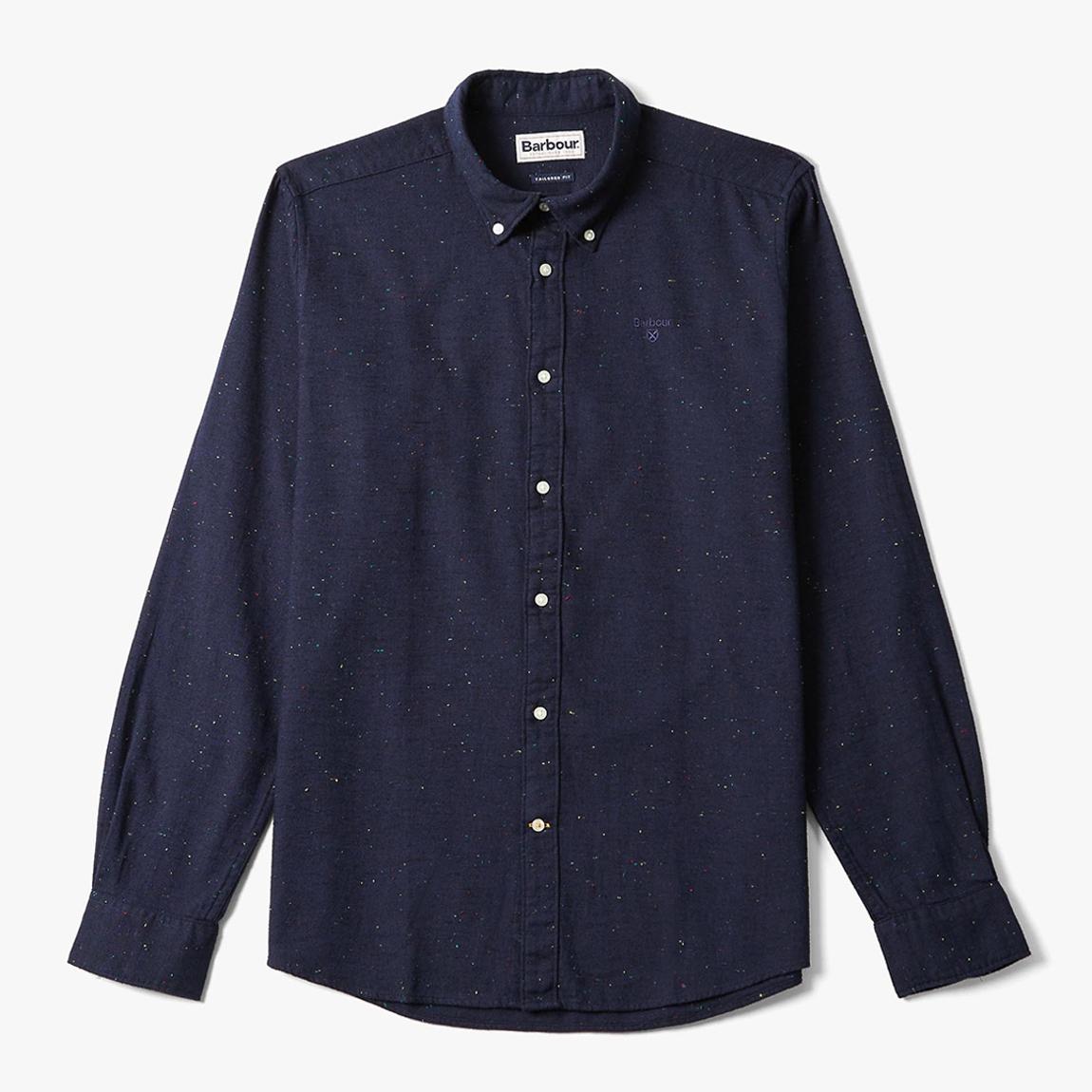 Navy Tainsbury Tailored Fleck Twill Shirt main product photo