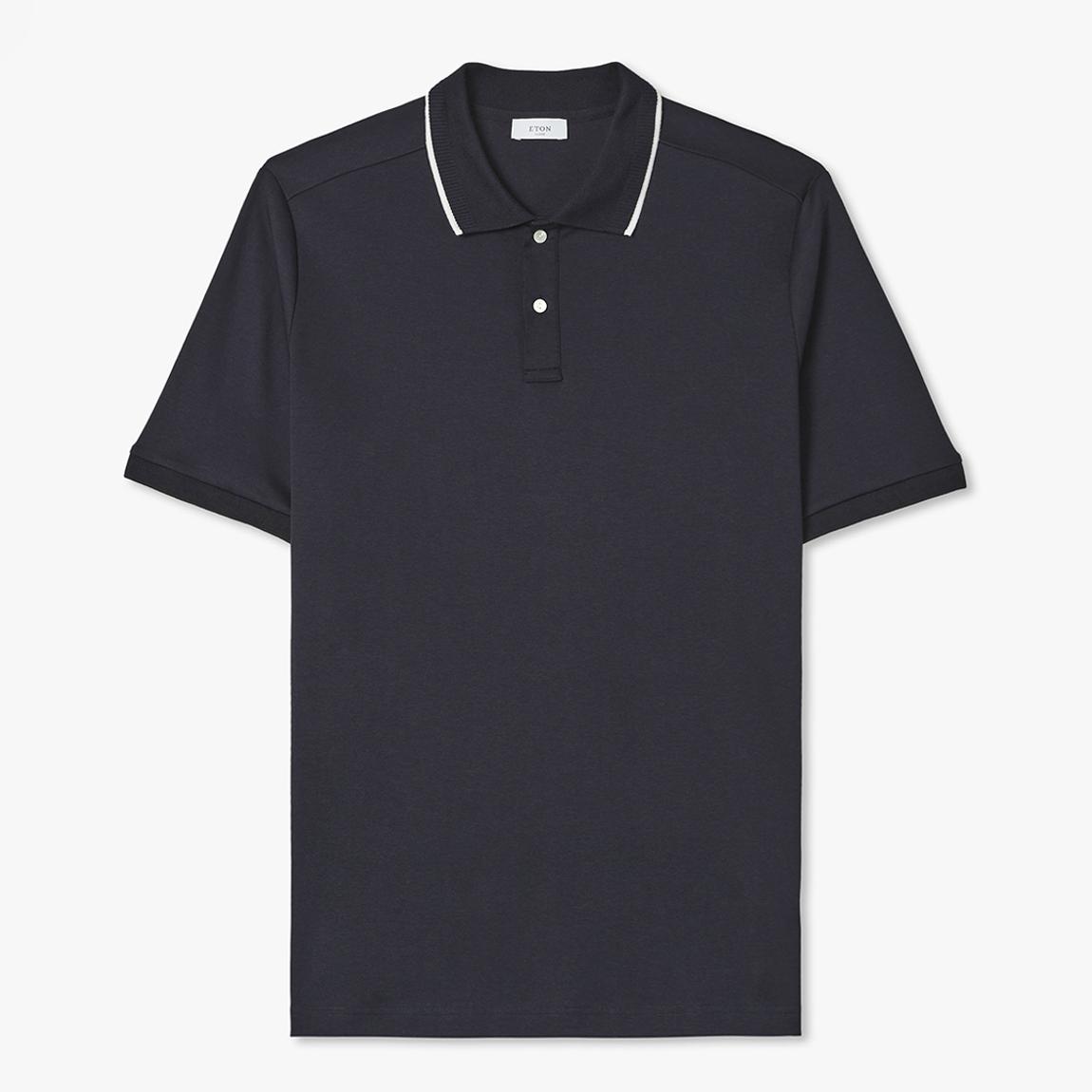Navy Cotton Interlock Polo Shirt main product photo