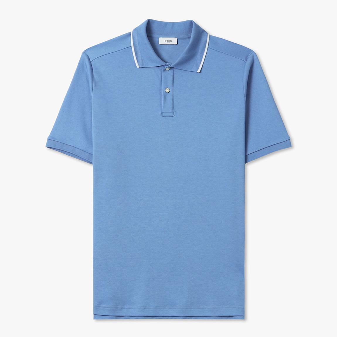Blue Cotton Interlock Polo Shirt main product photo