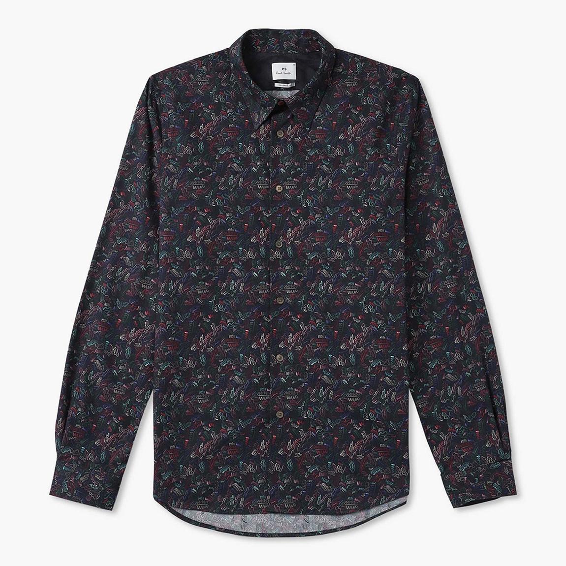Black Leaf Pattern Tailored Fit Shirt main product photo