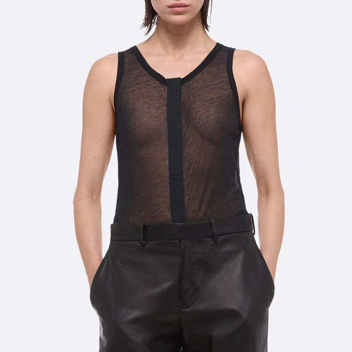 HELMUT LANG Black Two Way Sheer Tank Top - BrandAlley