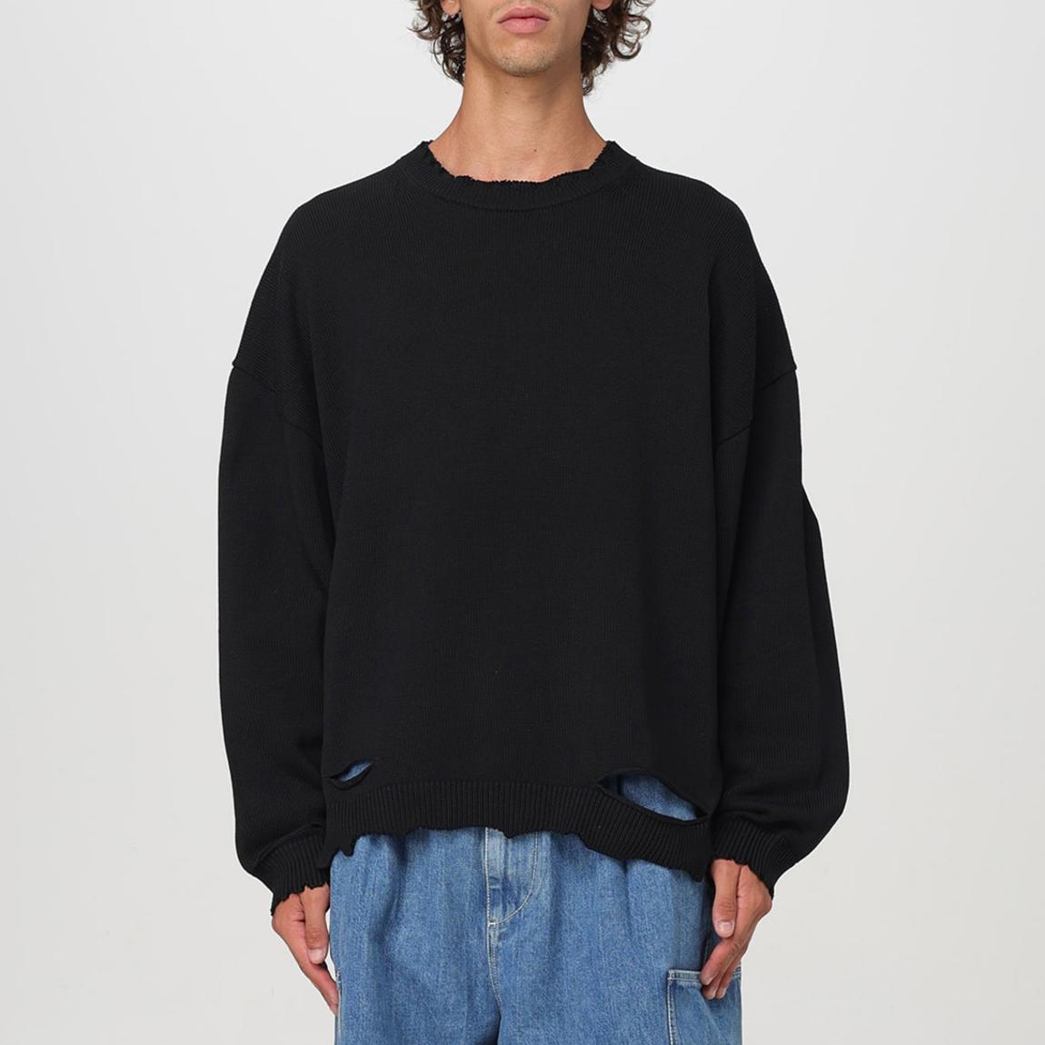 Black Distressed Rib Cotton Sweatshirt main product photo