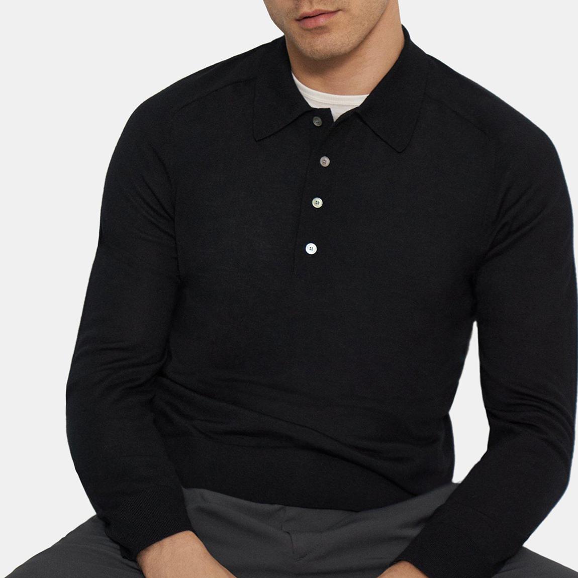Black Merino Wool Polo main product photo