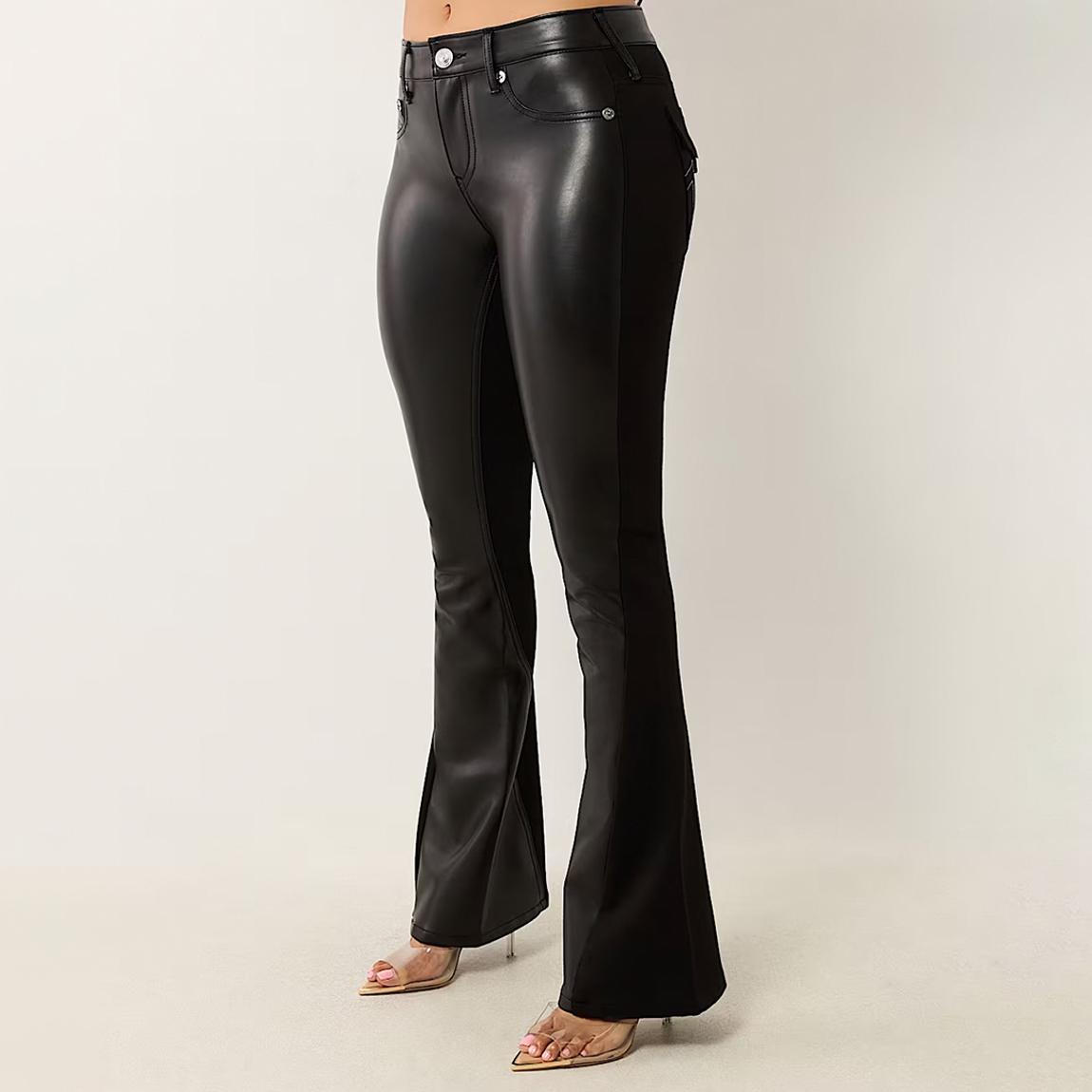 Black Joey Faux Leather Ponte Flare Jean main product photo