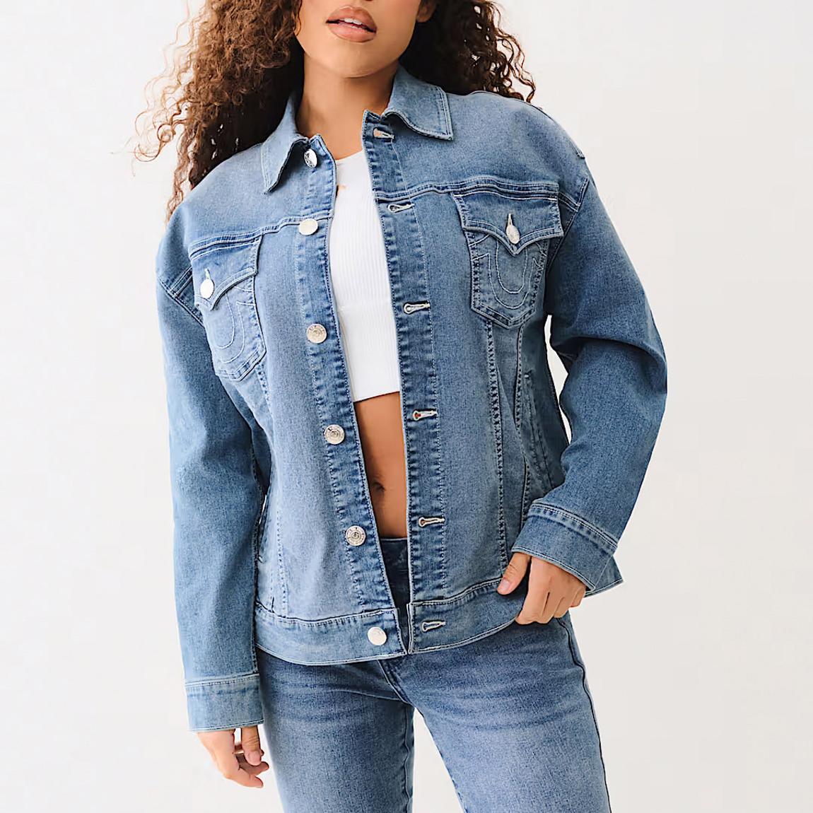 Oversized Glitter Denim Jacket main product photo
