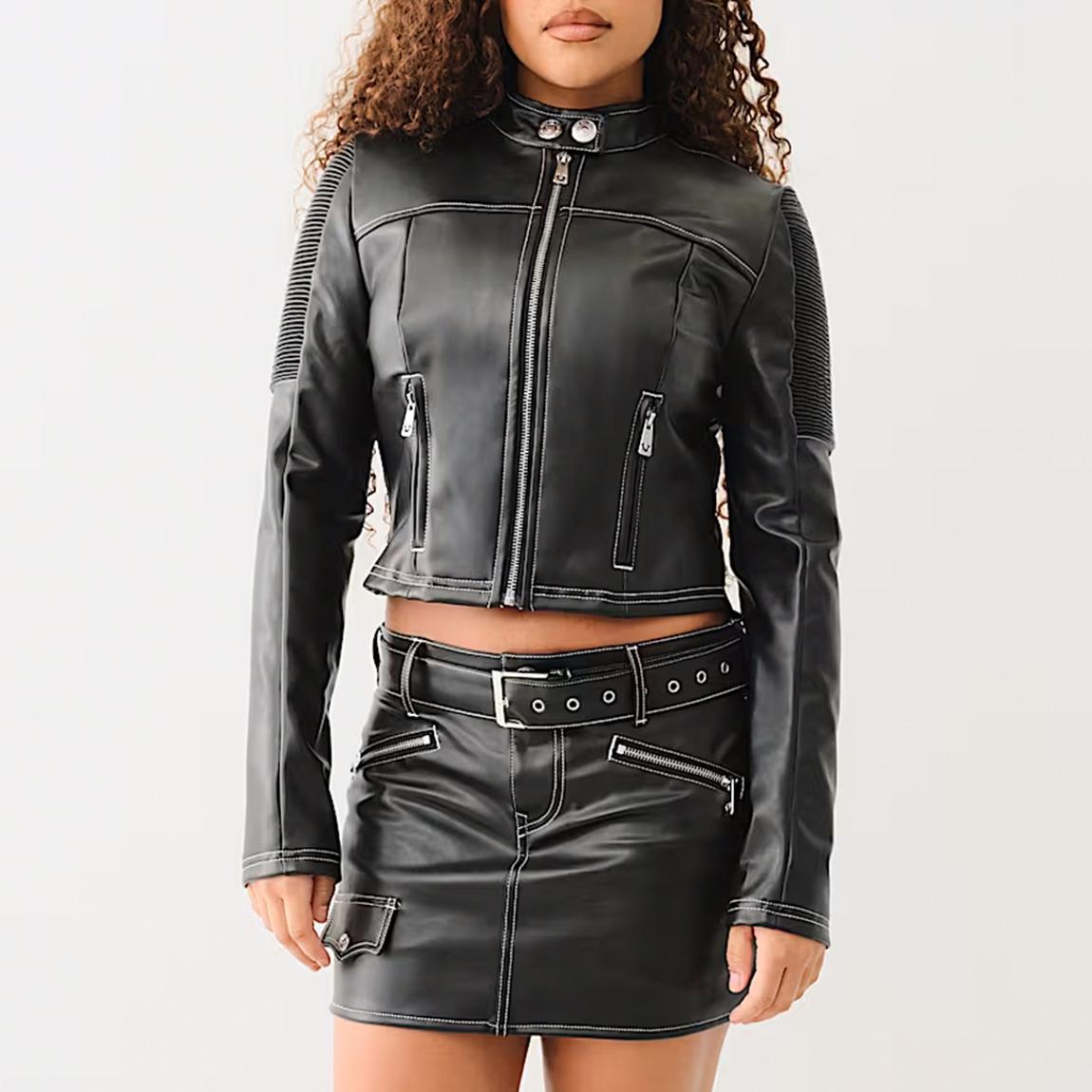 Black Moto Slim Biker Jacket main product photo