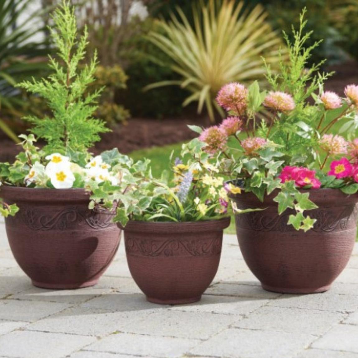 Pack of 3 Antique Planter Set Brown main product photo