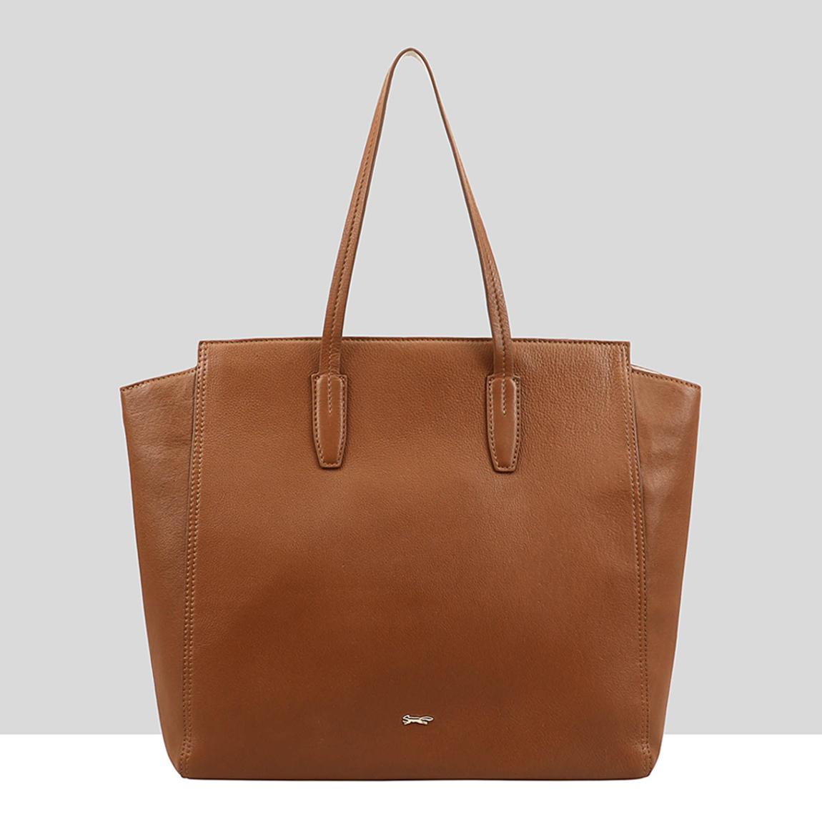 Tan Caramel Cafe And Light Gray Ardila Tote Bag main product photo