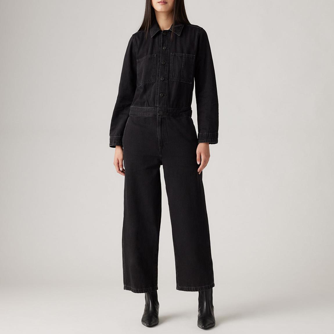 Black Iconic Wide Denim Jumpsuit main product photo